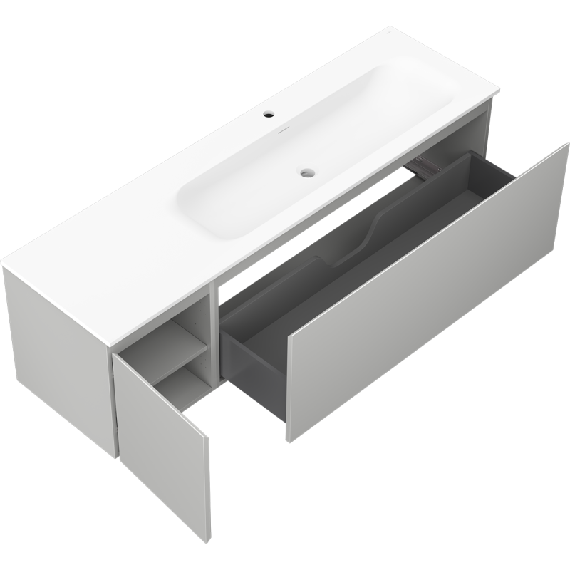 Mexen Orio vonios spintele 160 cm su Vela kriaukle dešinėje, 1S, 1D, pilka matiška/balta matiška - 91A13-16047-3-BBFF62-W23P01