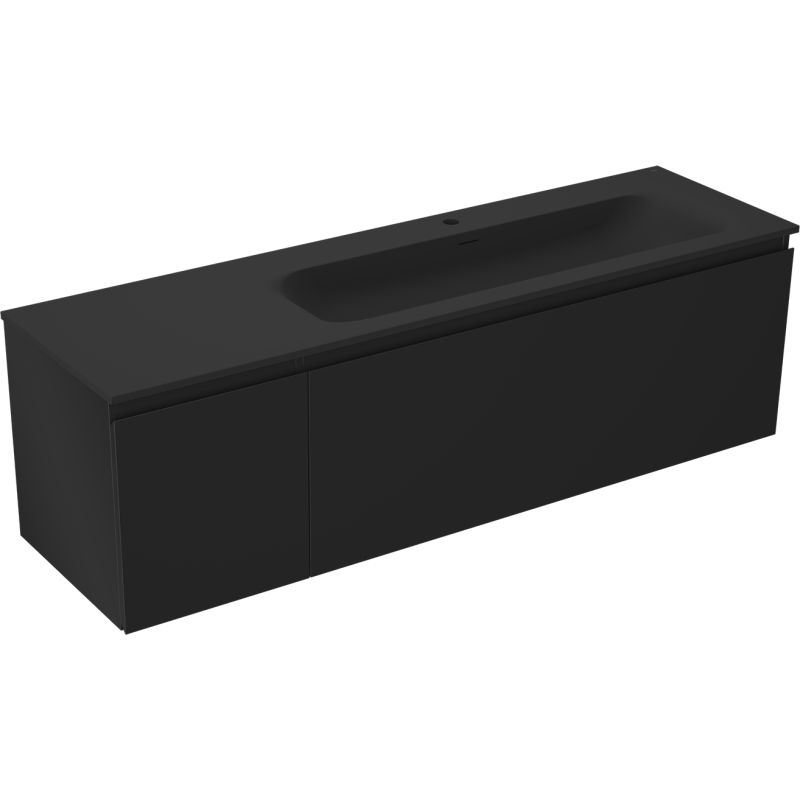 Mexen Orio vonios staliukas 160 cm su Vela kriaukle dešinėje, 1S, 1D, juoda matinė - 91A13-16047-3-BBFF71-W23P71