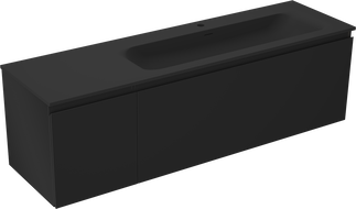 Mexen Orio vonios staliukas 160 cm su Vela kriaukle dešinėje, 1S, 1D, juoda matinė - 91A13-16047-3-BBFF71-W23P71