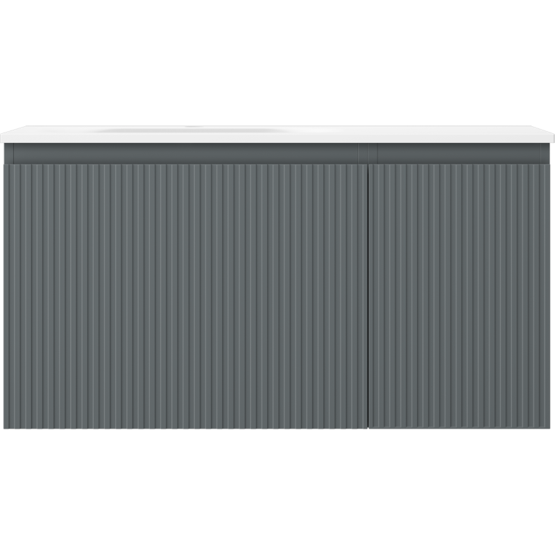 Mexen Rivel vonios spintelė 90 cm su kriaukle kairėje, Vela, 1S, 1D, su grioveliais, matinė grafito/balta matinė