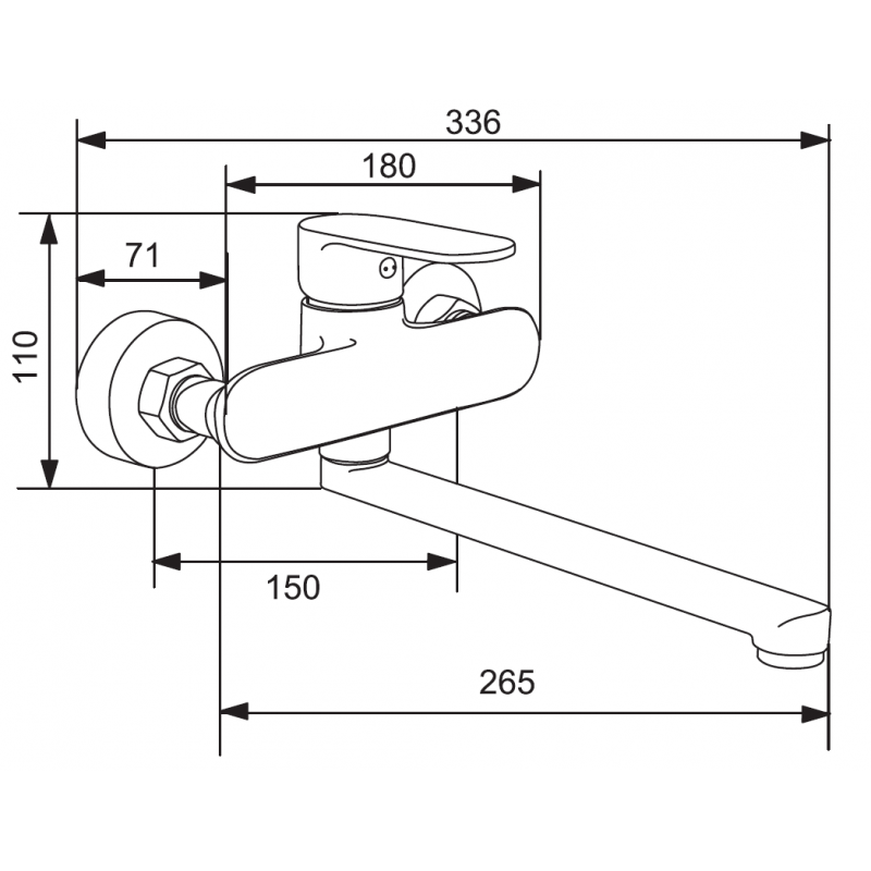 Mexen Milo vonios baterija ilgas snapelis, auksinė - 71335-50