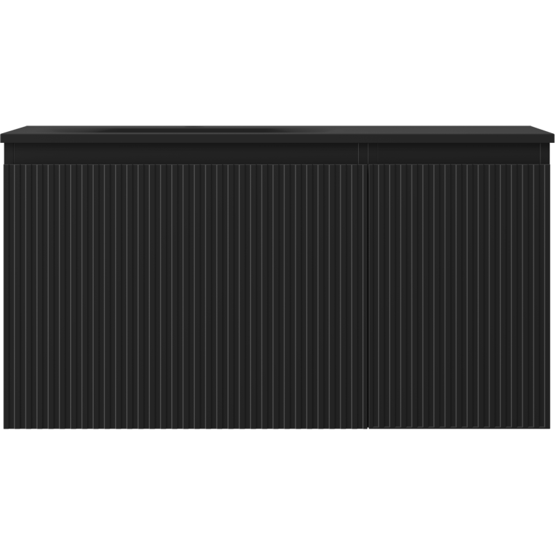 Mexen Rivel vonios spintelė 90 cm su kriaukle Vela kairė, 1S, 1D, su grioveliais, juoda matinė - 91A23-09047-3-BBFF71-W23L71