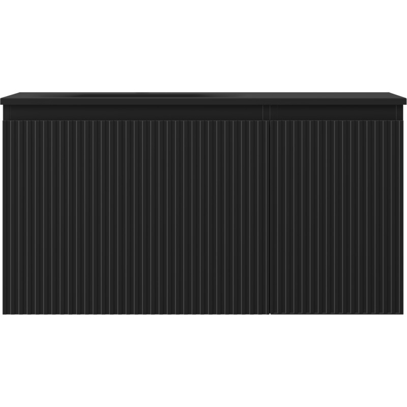 Mexen Rivel vonios spintelė 90 cm su Vela kairine kriaukle, 1S, 1D, rifliuota, juoda mat - 91A23-09047-3-BBFF71-W23L71