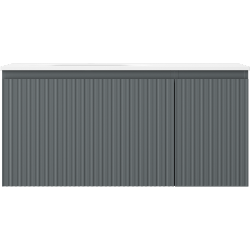 Mexen Rivel 100 cm pločio vonios spintelė su Vela kairine kriaukle, 1 stalčius, 1 durys, banguotas paviršius, matinė