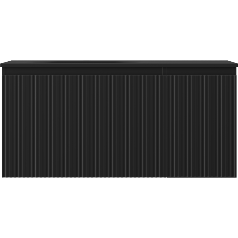 Mexen Rivel Vonios spintelė 100 cm su kairiąja kriaukle Vela, 1S, 1D, rievėta, juoda matinė - 91A23-10047-3-BBFF71-W23L71