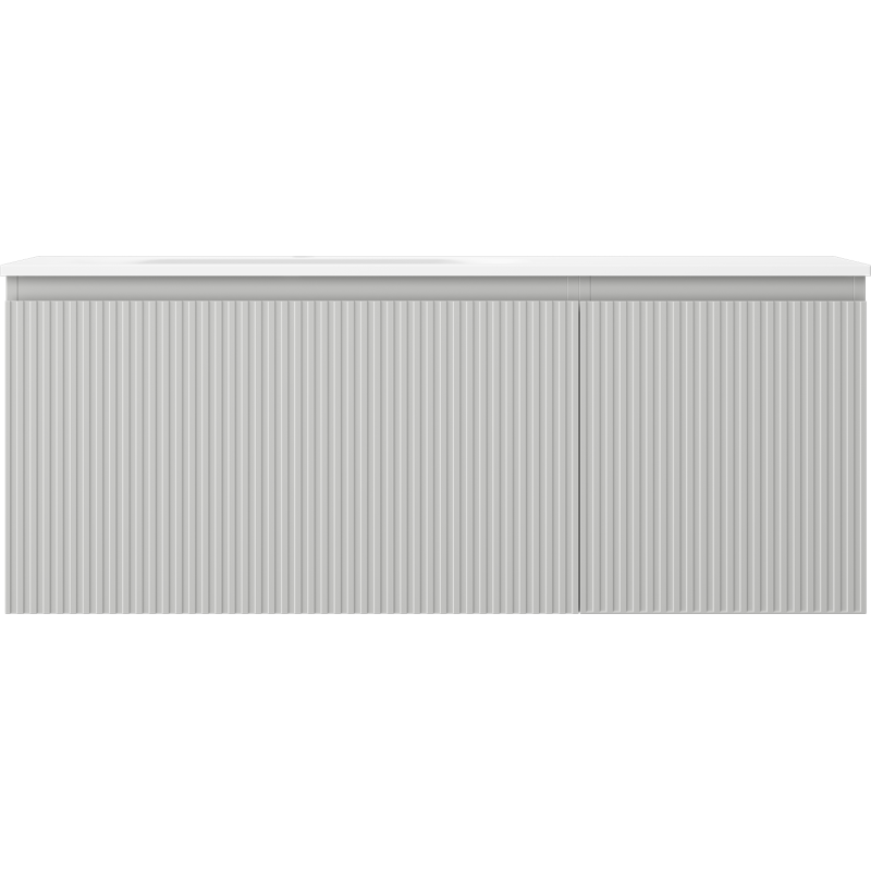 Mexen Rivel vonios spintelė 120 cm su kairiąja Vela kriaukle, 1S, 1D, rifliuota, pilka matinė/balta matinė