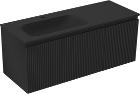 Mexen Rivel vonios spintelė 120 cm su kriaukle Vela kairė, 1S, 1D, grioveliai, juodas matinis - 91A23-12047-3-BBFF71-W23L71