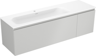 Mexen Rivel vonios spintelė 160 cm su kairine Vela kriaukle, 1S, 1D, rifliuota, pilka matinė/balta matinė