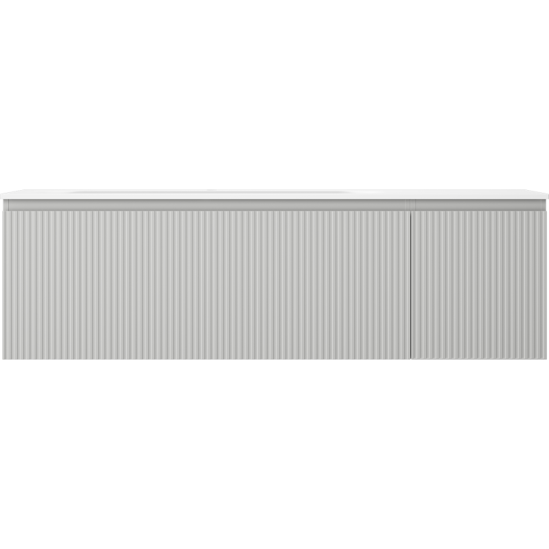 Mexen Rivel vonios spintelė 160 cm su kairine Vela kriaukle, 1S, 1D, rifliuota, pilka matinė/balta matinė