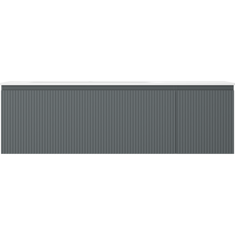 Mexen Rivel 160 cm vonios kambario spintelė su Vela kairiojo šono kriaukle, 1S, 1D, rifliuota, grafito matinė/balta matinė