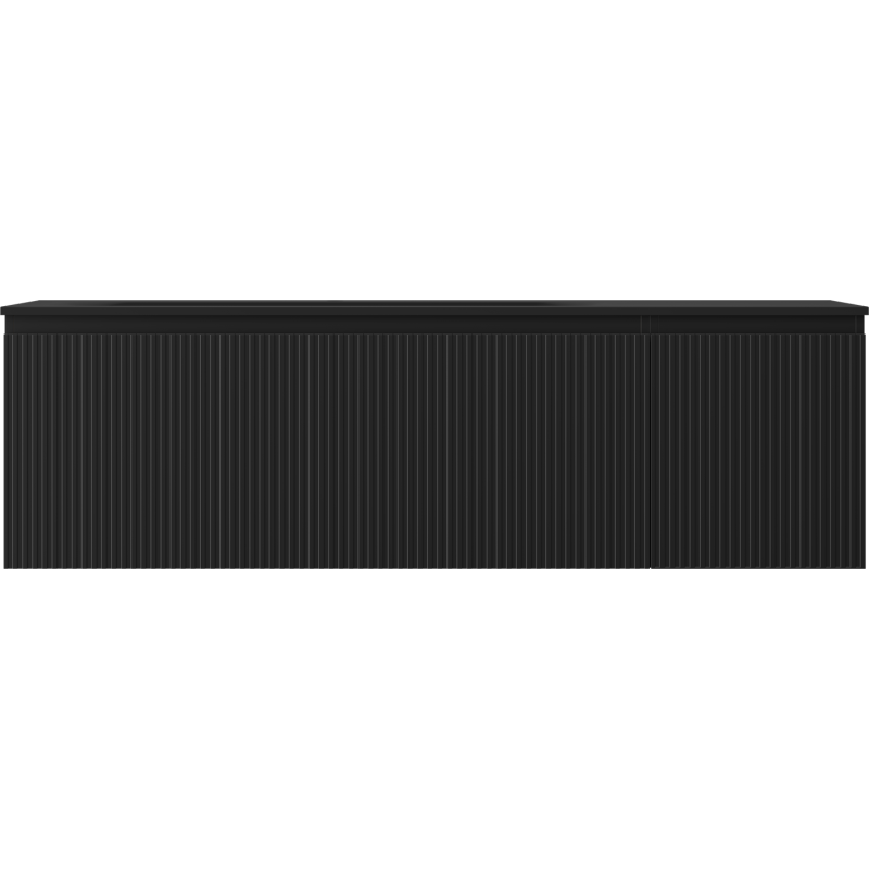 Mexen Rivel Vonios spintelė 160 cm su kriaukle Vela kairė, 1S, 1D, grioveliais, juoda matinė - 91A23-16047-3-BBFF71-W23L71