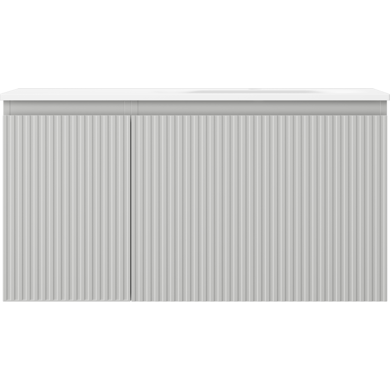 Mexen Rivel vonios spintelė 90 cm su kriaukle Vela dešinė, 1S, 1D, gofruota, pilka matinė/balta matinė