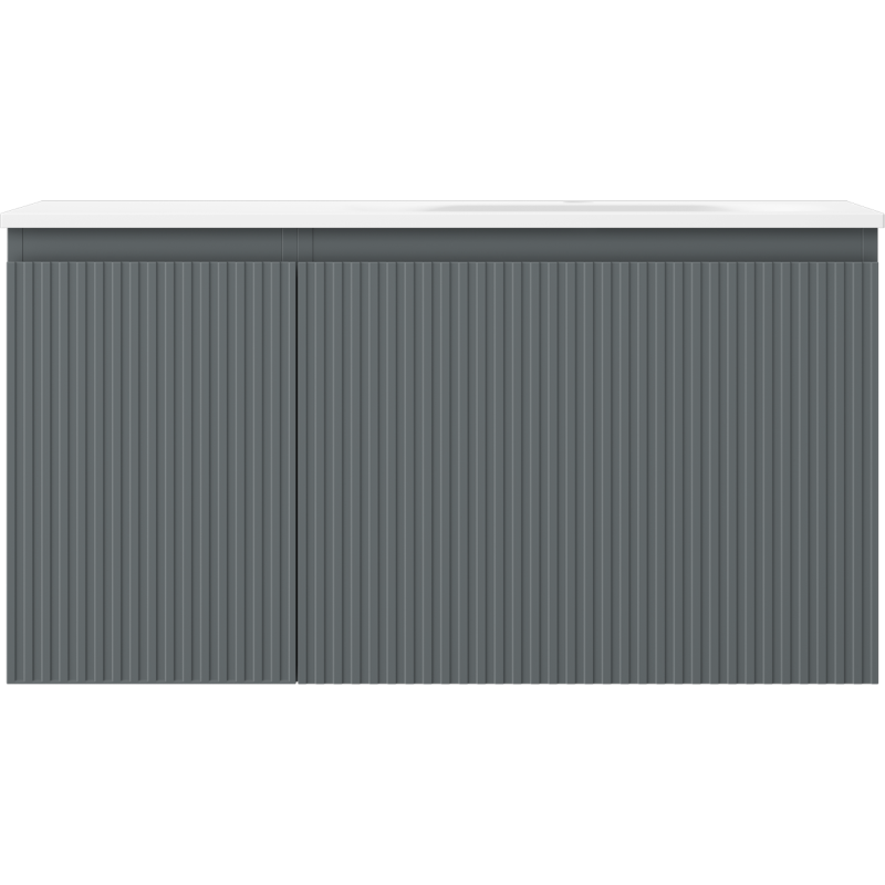 Mexen Rivel vonios spintelė 90 cm su Vela dešiniu praustuvu, 1S, 1D, grioveliais, grafito matinė/balta matinė