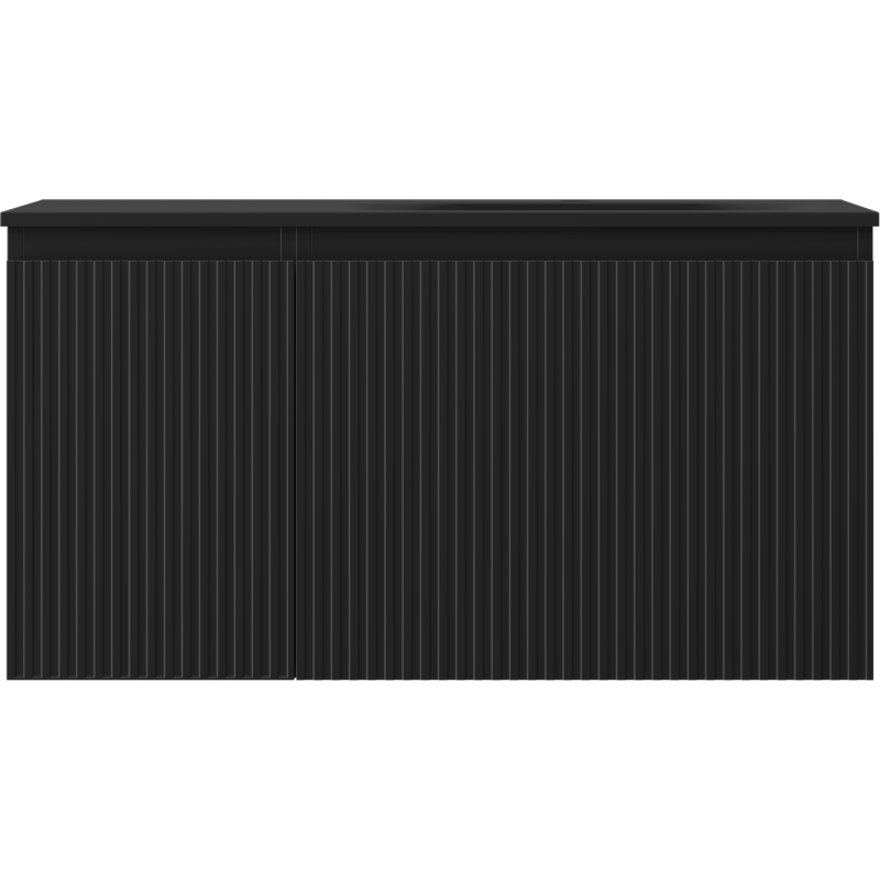 Mexen Rivel vonios spintelė 90 cm su praustuvu Vela dešinėje, 1S, 1D, rifliuota, juoda matinė - 91A23-09047-3-BBFF71-W23P71