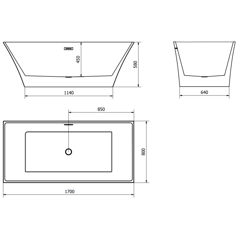 Mexen Ibiza laisvai stovinti vonia 170 x 80 cm, balta - 57021708000