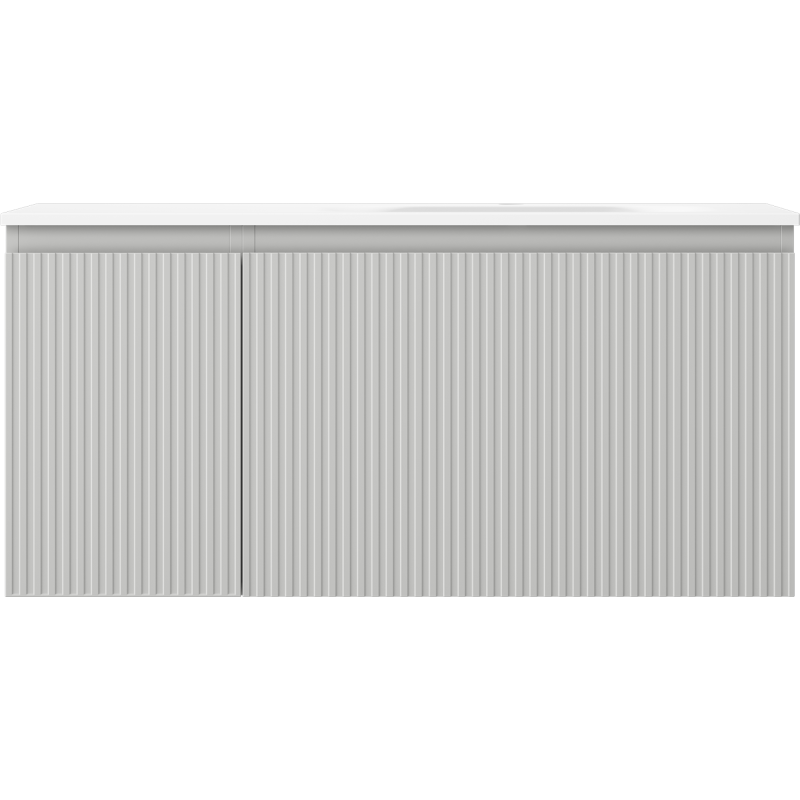 Mexen Rivel vonios spintelė 100 cm su Vela dešiniąja kriaukle, 1S, 1D, rifliuota, pilka matinė/balta matinė