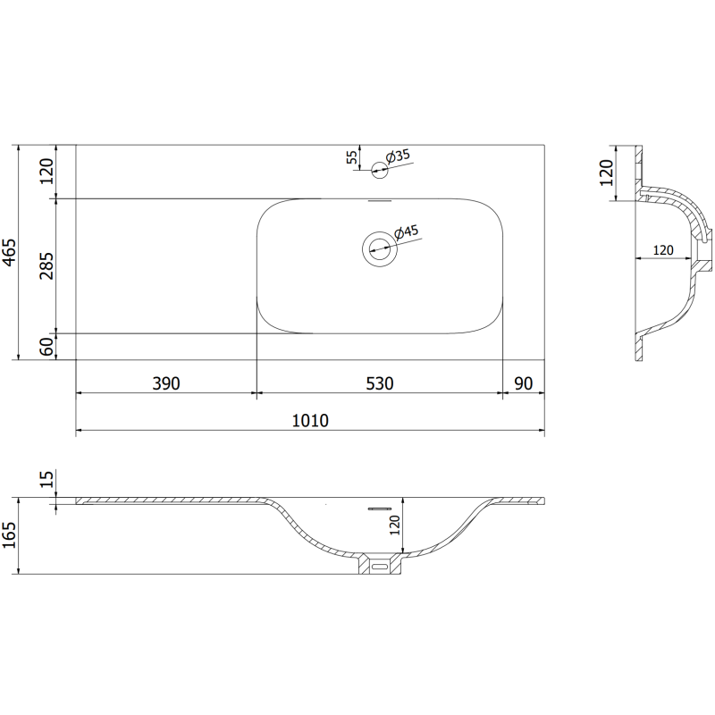 Mexen Rivel vonios spintelė 100 cm su Vela dešiniąja kriaukle, 1S, 1D, rifliuota, pilka matinė/balta matinė