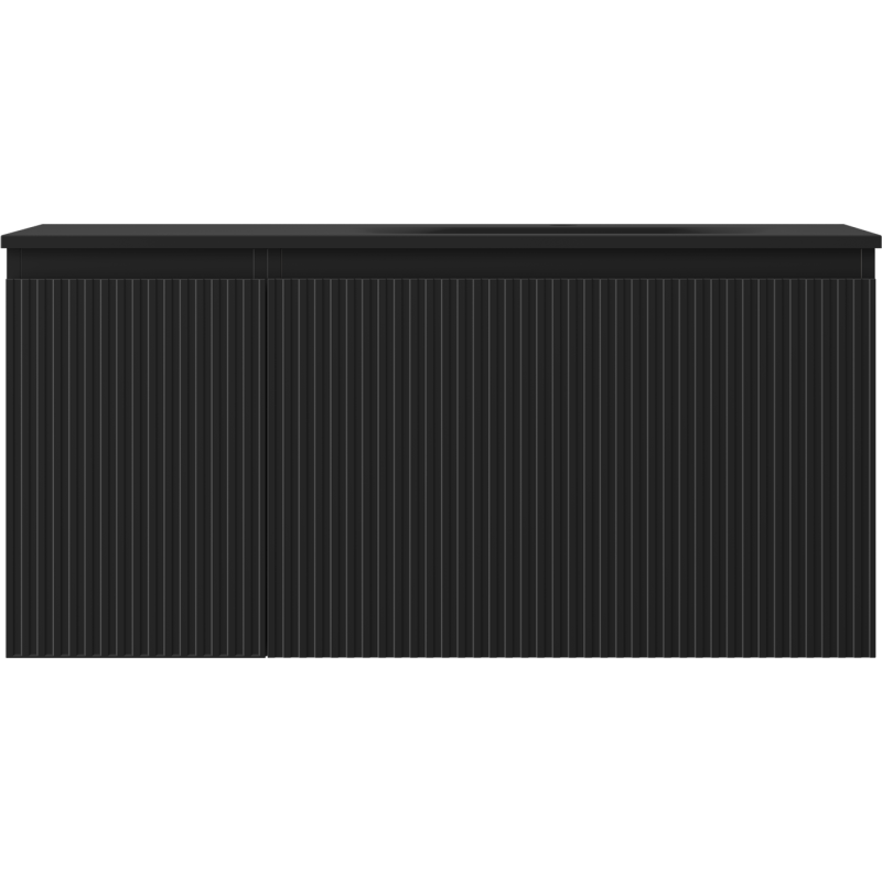 Mexen Rivel vonios spintelė 100 cm su kriaukle Vela dešinė, 1S, 1D, rifliuota, juoda matinė - 91A23-10047-3-BBFF71-W23P71