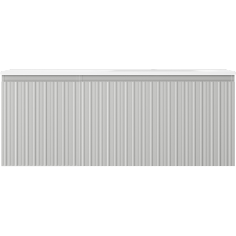 Mexen Rivel vonios spintelė 120 cm su kriaukle Vela dešinėje, 1S, 1D, rifliuota, pilka matinė/balta matinė