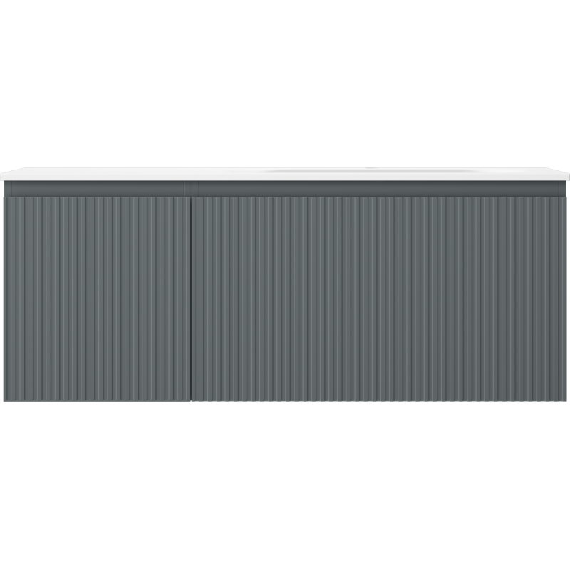 Mexen Rivel vonios spintelė 120 cm su praustuvu Vela dešinė, 1S, 1D, rievėta, grafito/balta matinė - 91A23-12047-3-BBFF66-W23P01