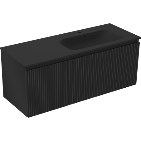 Mexen Rivel vonios spintelė 120 cm su dešine praustuve Vela, 1S, 1D, rifliuota, juoda matinė - 91A23-12047-3-BBFF71-W23P71