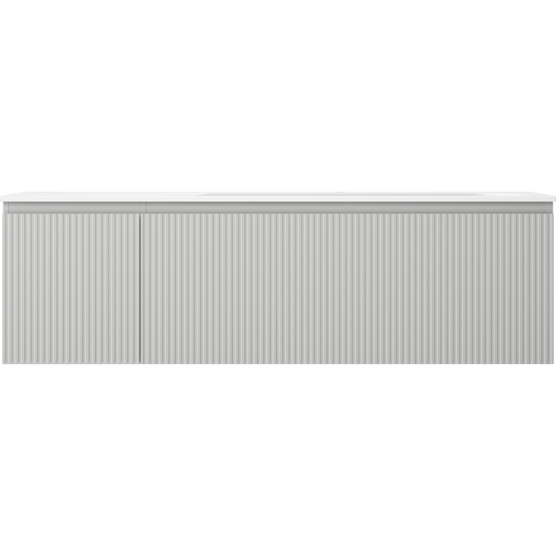 Mexen Rivel voniaus spintelė 160 cm su kriaukle Vela dešinėje pusėje, 1S, 1D, rifliuota, pilka matinė/balta matinė