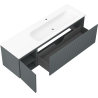 Mexen Rivel vonios spintelė 160 cm su praustuvu Vela dešinėje, 1S, 1D, ąžuolinis, grafito/balta matinė