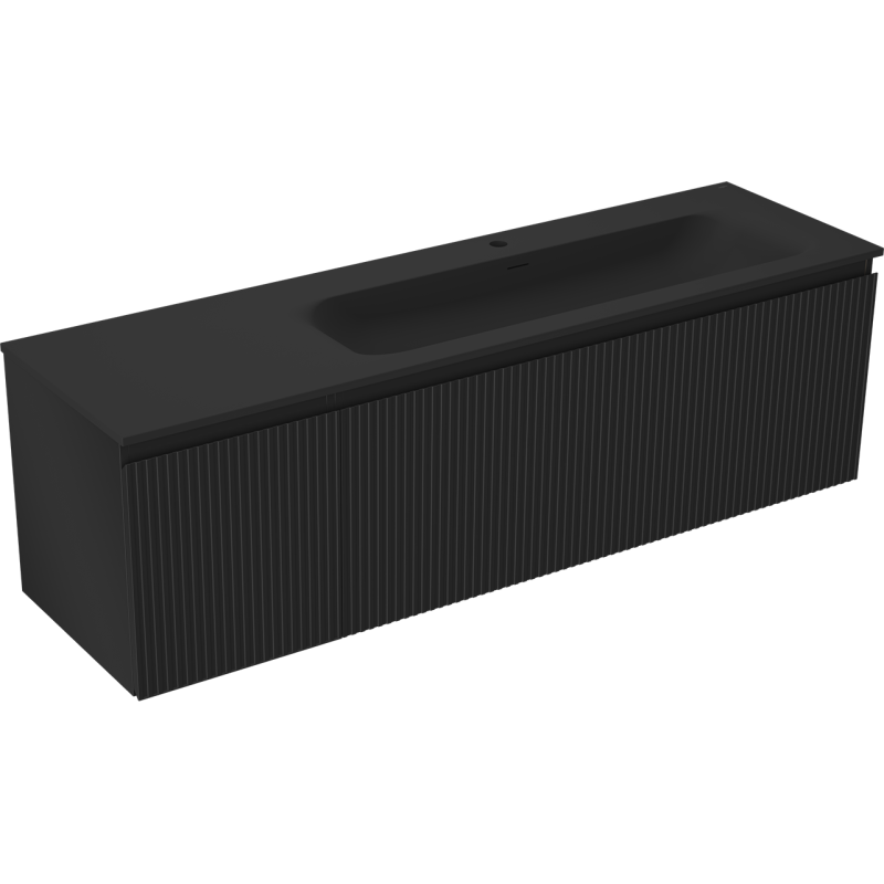 Mexen Rivel voniaus spintelė 160 cm su kriaukle Vela dešinė, 1S, 1D, įstumta, juoda matinė - 91A23-16047-3-BBFF71-W23P71