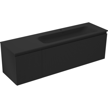 Mexen Rivel voniaus spintelė 160 cm su kriaukle Vela dešinė, 1S, 1D, įstumta, juoda matinė - 91A23-16047-3-BBFF71-W23P71