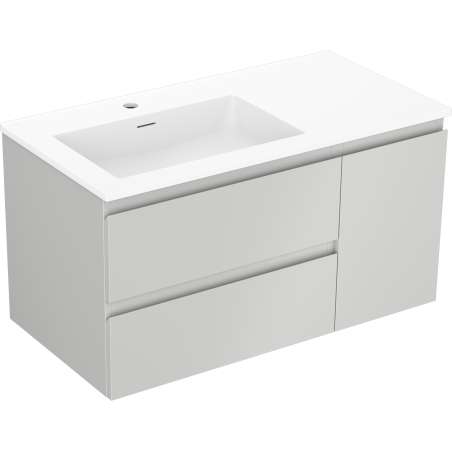 Mexen Orio vonios spintelė Otis 90 cm su kairės pusės kriaukle, 2S, 1D, pilka matinė/balta matinė