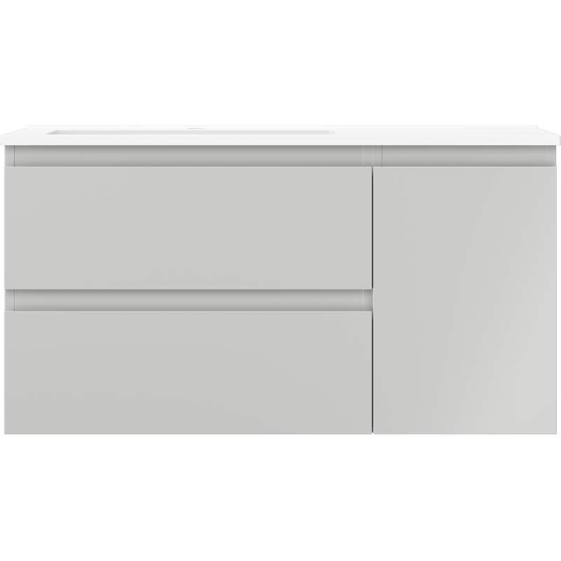 Mexen Orio vonios spintelė Otis 90 cm su kairės pusės kriaukle, 2S, 1D, pilka matinė/balta matinė