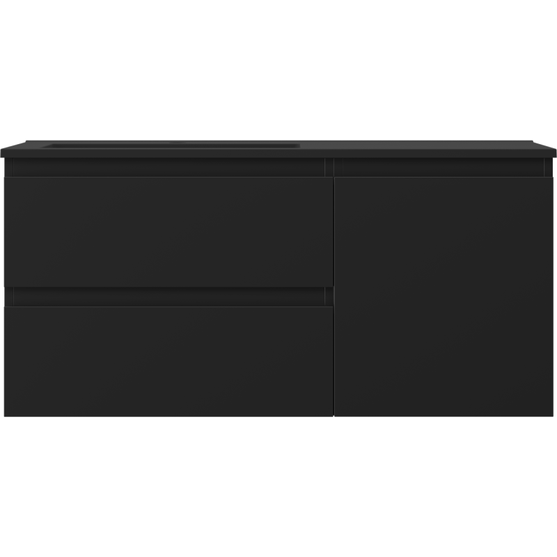 Mexen Orio vonios kambario spintelė 100 cm su kairiąja kriaukle Otis, 2S, 1D, juoda matinė - 91A13-10047-3-BBFFF71-W18L71