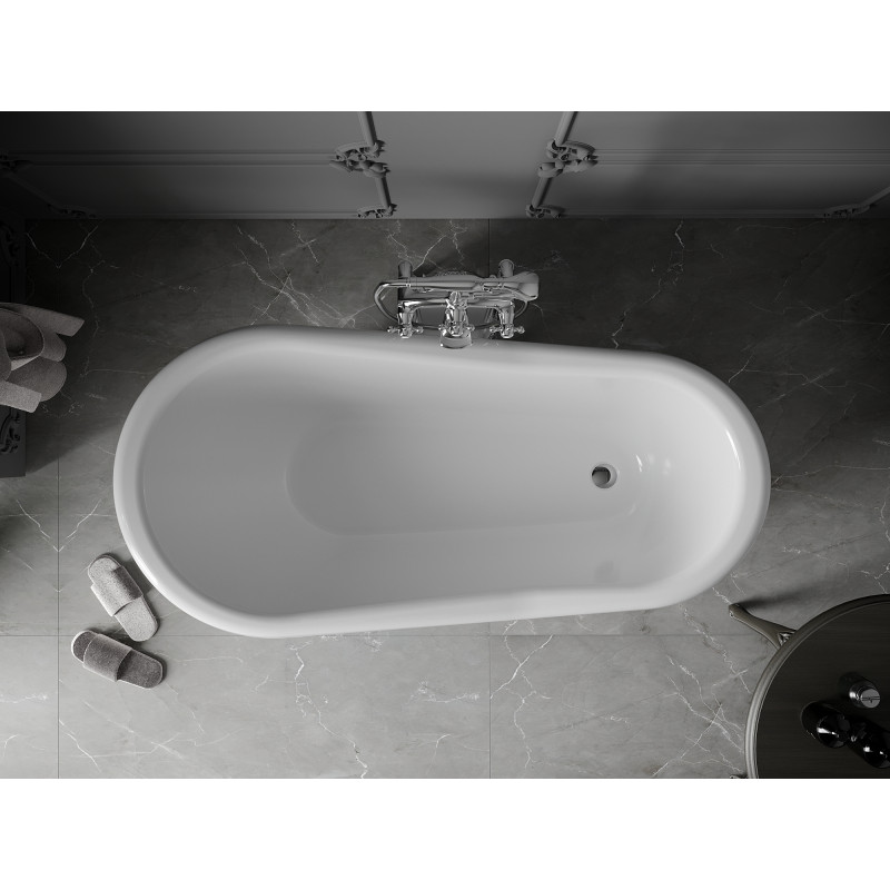 Mexen Retro laisvai stovinti vonia 150 x 73 cm, balta, chromuotos kojos - 53251507300-00