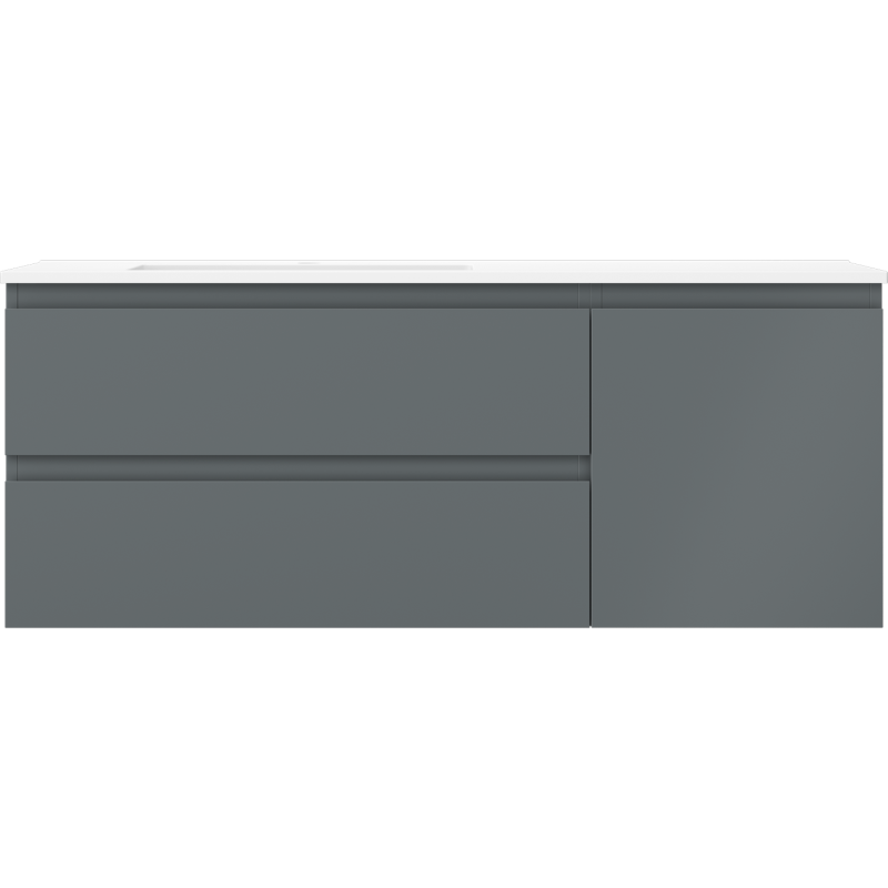 Mexen Orio 120 cm vonios spintelė su Otis kairine kriaukle, 2S, 1D, matinė grafitas/balta matinė