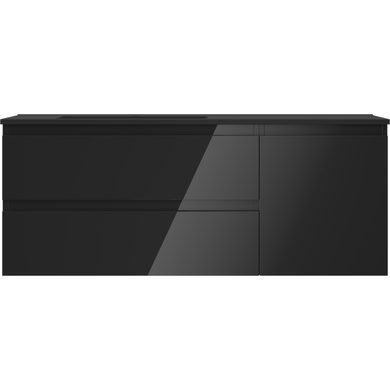 Mexen Orio vonios spintelė 120 cm su Otis kairiąja kriaukle, 2S, 1D, juoda blizga/juoda matinė - 91A13-12047-3-BBFFF70-W18L71