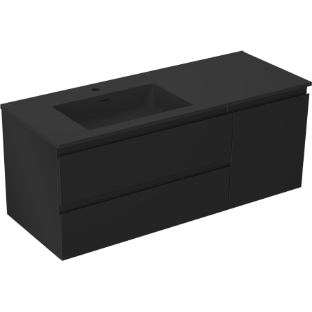 Mexen Orio vonios spintelė 120 cm su kriaukle Otis kaire, 2S, 1D, juodas matinis - 91A13-12047-3-BBFFF71-W18L71