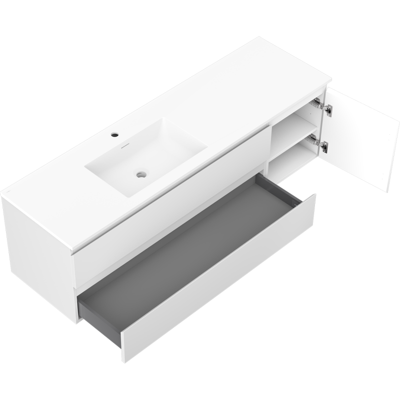 Mexen Orio vonios spintelė 160 cm su kairine Otis kriaukle, 2S, 1D, balta matinė - 91A13-16047-3-BBFFF01-W18L01