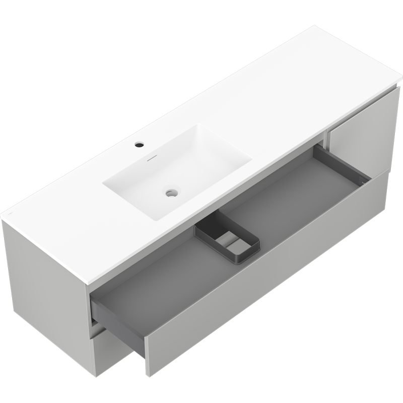 Mexen Orio vonios spintelė 160 cm su Otis kriaukle kairė, 2S, 1D, pilka matinė/balta matinė - 91A13-16047-3-BBFFF62-W18L01