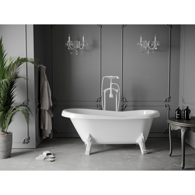 Mexen Retro laisvai stovinti vonia 150 x 73 cm, balta, baltos kojelės - 53251507300-20