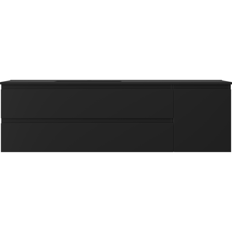 Mexen Orio vonios spintelė 160 cm su Otis kairiuoju praustuvu, 2S, 1D, juoda matinė - 91A13-16047-3-BBFFF71-W18L71