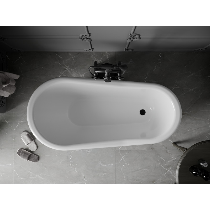 Mexen Retro laisvai pastatoma vonia 150 x 73 cm, balta, juodos kojos - 53251507300-70