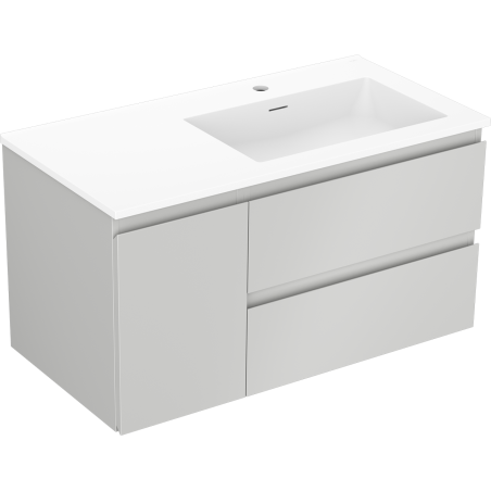 Mexen Orio vonios spintelė 90 cm su kriaukle Otis dešinė, 2S, 1D, pilkai matinė/balta matinė - 91A13-09047-3-BBFFF62-W18P01