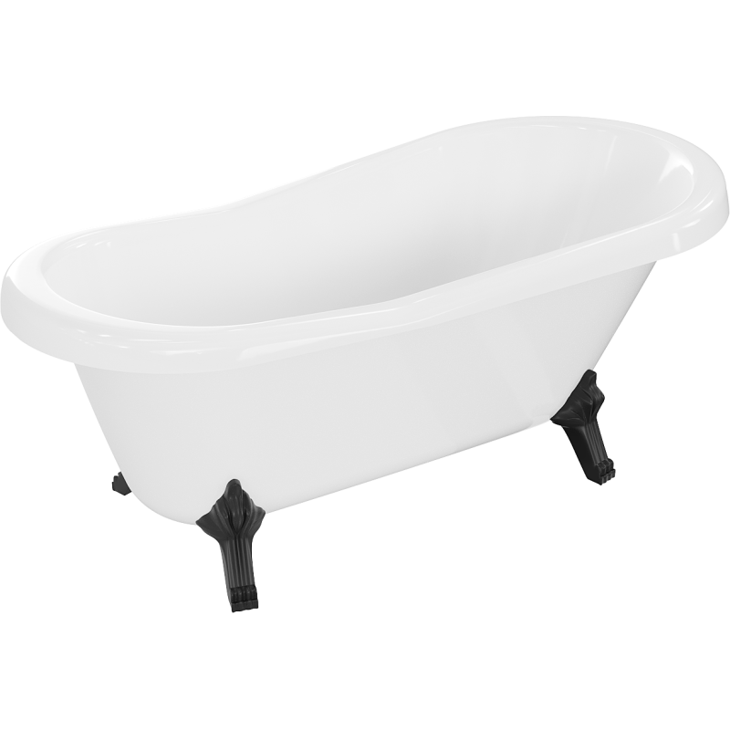 Mexen Retro laisvai pastatoma vonia 150 x 73 cm, balta, juodos kojos - 53251507300-70