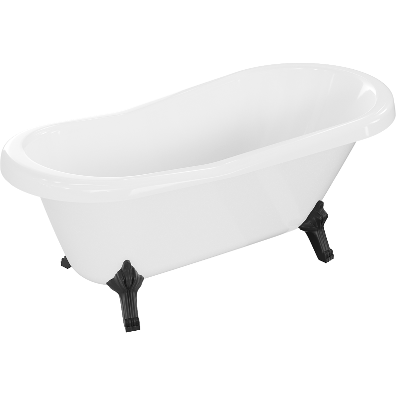 Mexen Retro laisvai stovinti vonia 150 x 73 cm, balta, juodos kojos - 53251507300-70
