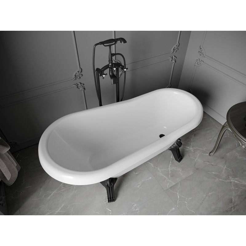 Mexen Retro laisvai stovinti vonia 150 x 73 cm, balta, juodos kojos - 53251507300-70