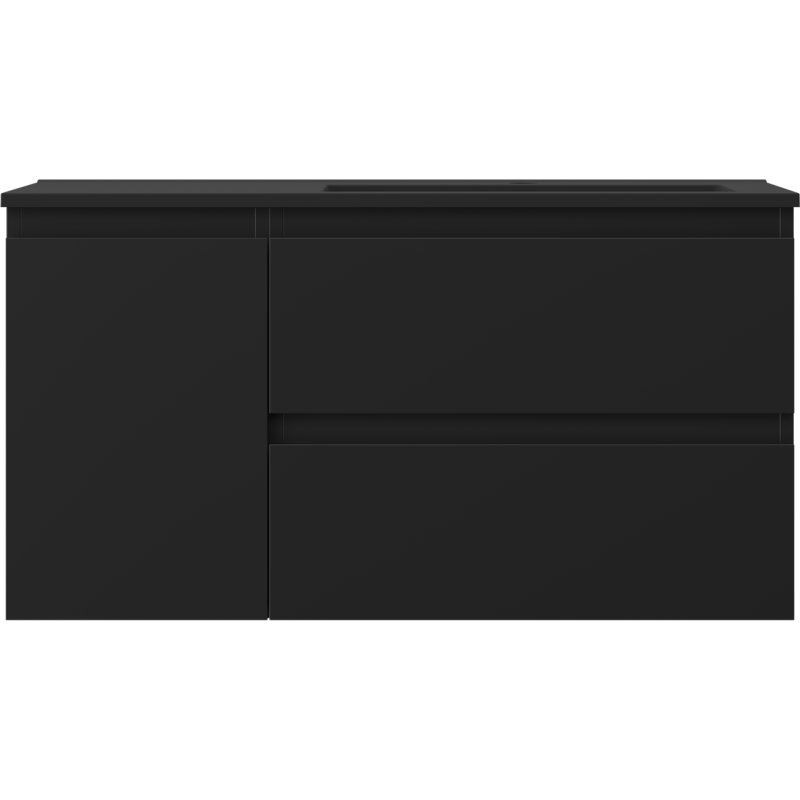 Mexen Orio vonios kambario spintelė 90 cm su praustuvu Otis dešinė, 2S, 1D, juoda matinė - 91A13-09047-3-BBFFF71-W18P71