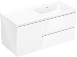 Mexen Orio vonios spintelė 100 cm su dešine Otis praustuve, 2S, 1D, balta blizgi - 91A13-10047-3-BBFFF00-W18P00