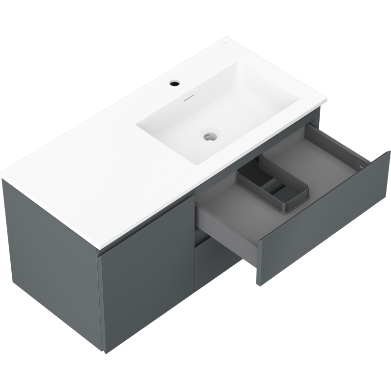 Mexen Orio vonios spintelė 100 cm su dešine kriaukle Otis, 2S, 1D, matinis grafitas/balta mat - 91A13-10047-3-BBFFF66-W18P01