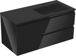 Mexen Orio 100 cm vonios spintelė su dešine Otis kriaukle, 2S, 1D, juodas blizgesys/juodas matinis