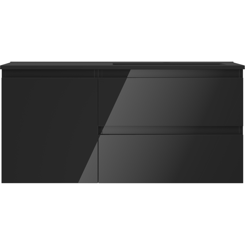 Mexen Orio 100 cm vonios spintelė su dešine Otis kriaukle, 2S, 1D, juodas blizgesys/juodas matinis